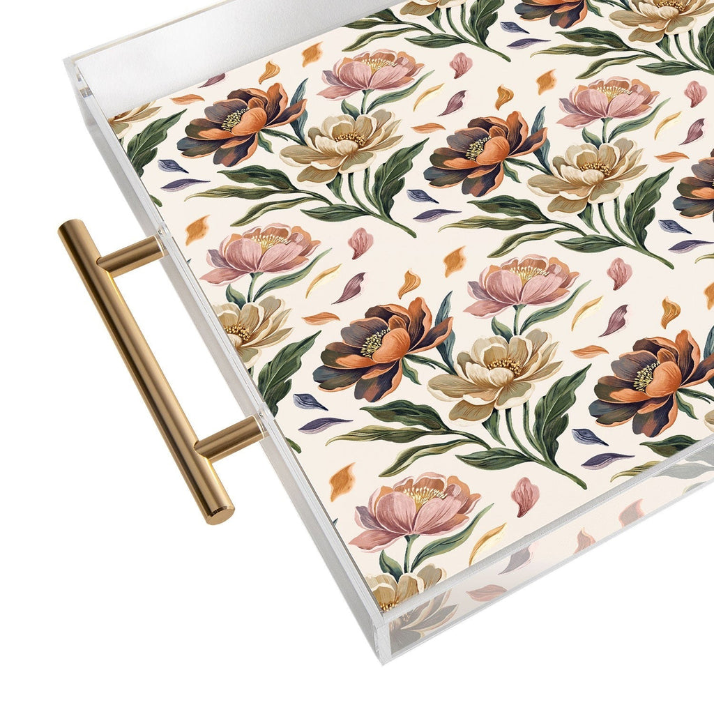 Marta Barragan Camarasa Hand Painted Peony Florals Acrylic Tray
