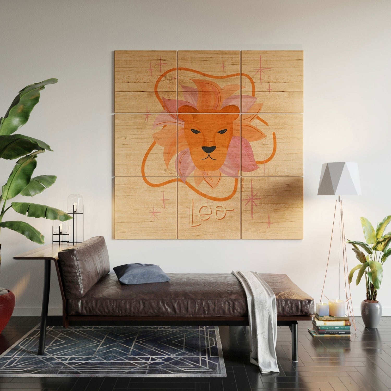 Little Om Zodiac Signs Leo Wood Wall Mural