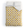 Ninola Design Everyday Artifact Checker Mosaic Tiles Geometry Yellow Duvet Cover
