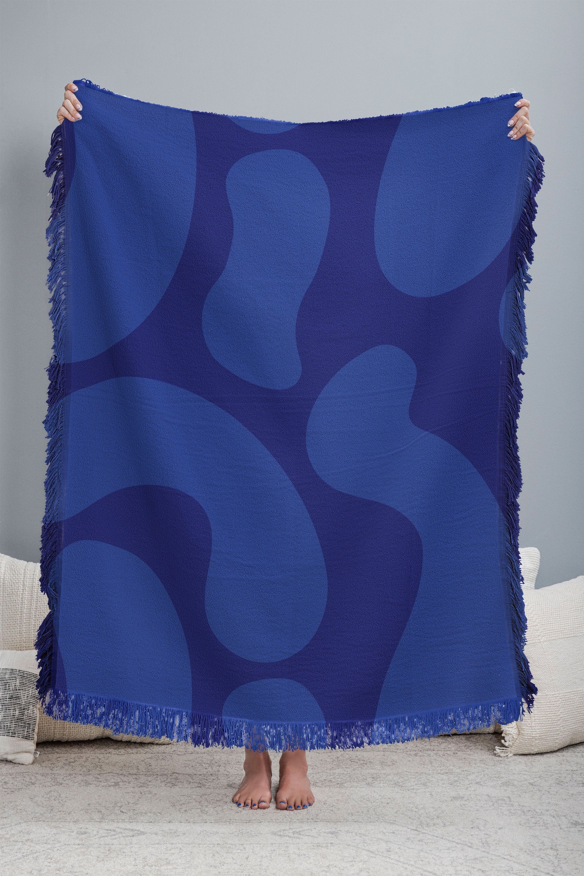 Camilla Foss Blue Pebble Throw Blanket