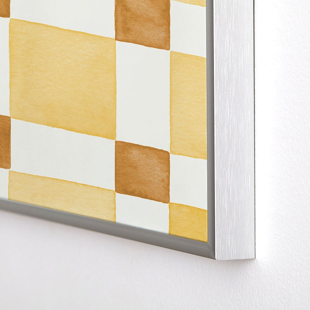 Ninola Design Everyday Artifact Checker Mosaic Tiles Geometry Yellow Square Metal Framed Art Print