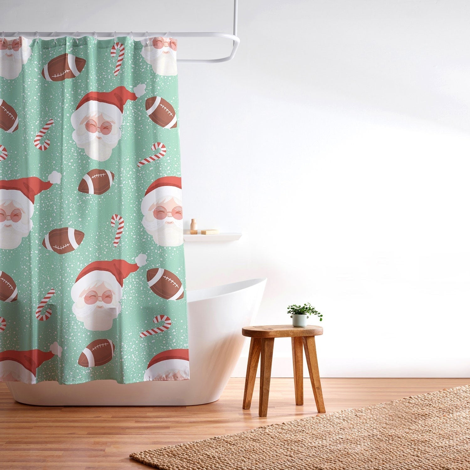 Design by Spark Sporty Football Santa Holiday Shower Curtain