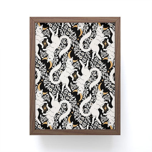 Avenie Celestial Cats Gold Framed Mini Art Print