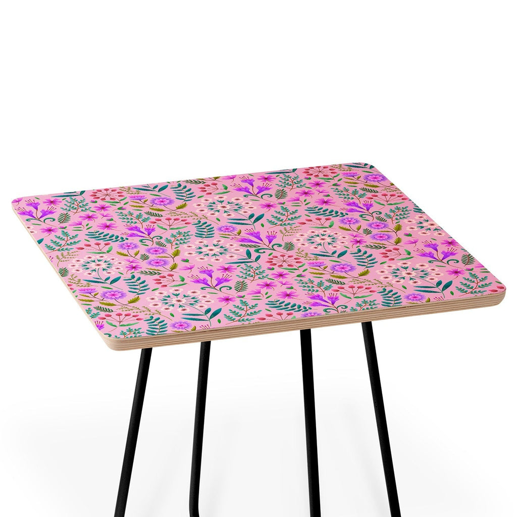 Pimlada Phuapradit Ditsy Purple Floral Half Drop Side Table