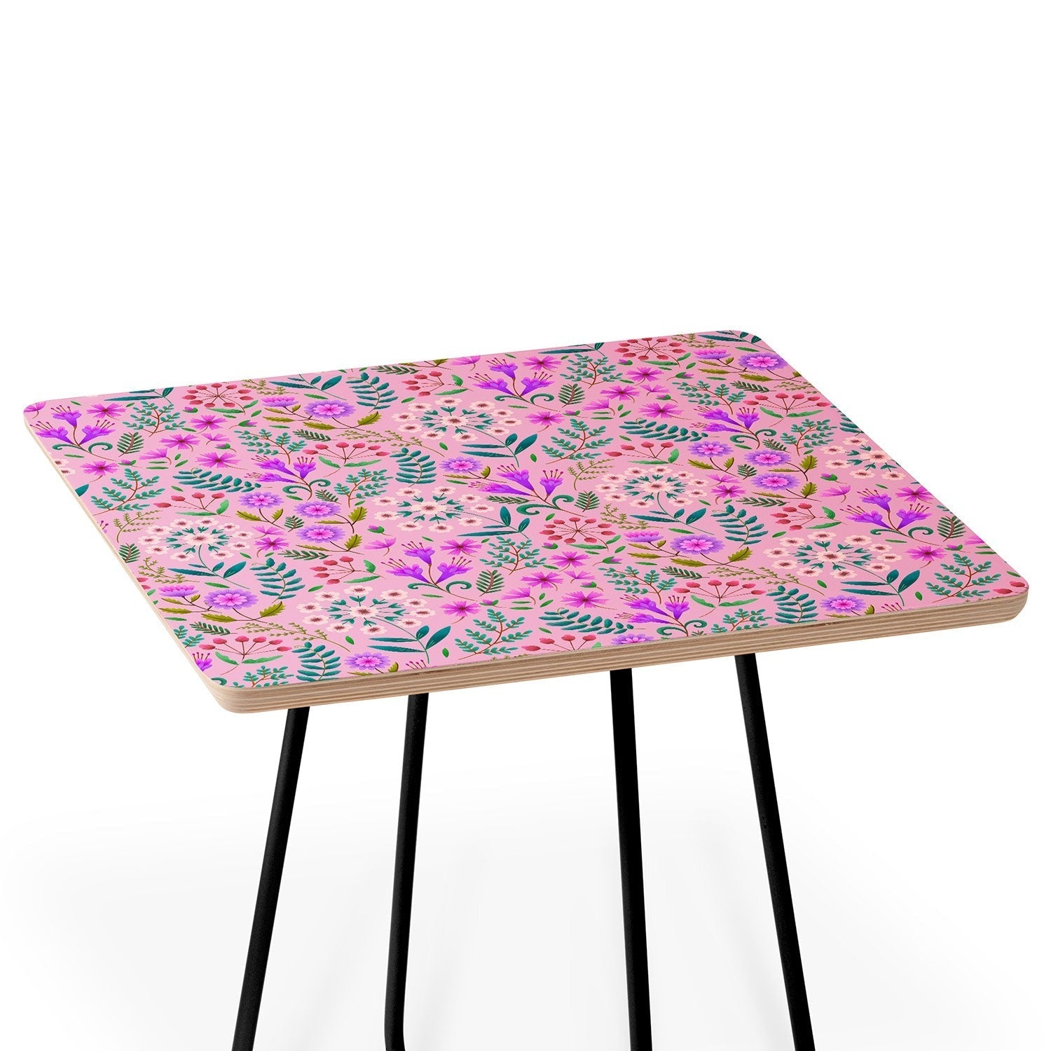 Pimlada Phuapradit Ditsy Purple Floral Half Drop Side Table