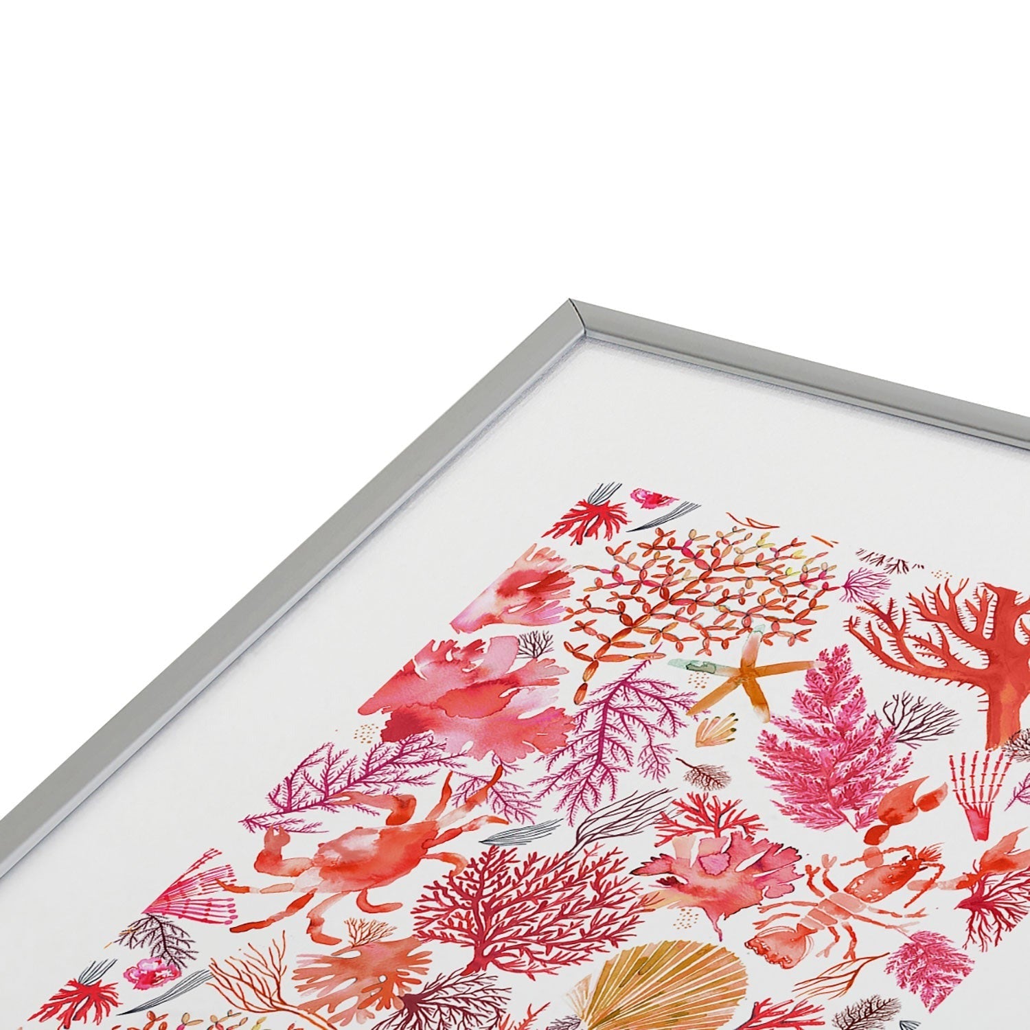 Ninola Design Botanic Retreat Coral Reef Crab Lobster Red Metal Framed Art Print