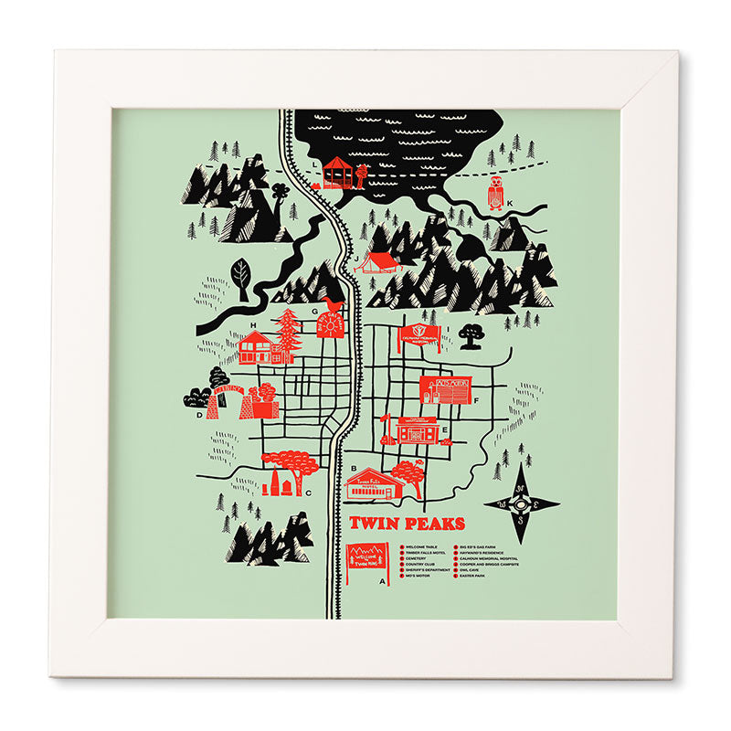 Robert Farkas Twin Peaks Map Framed Wall Art