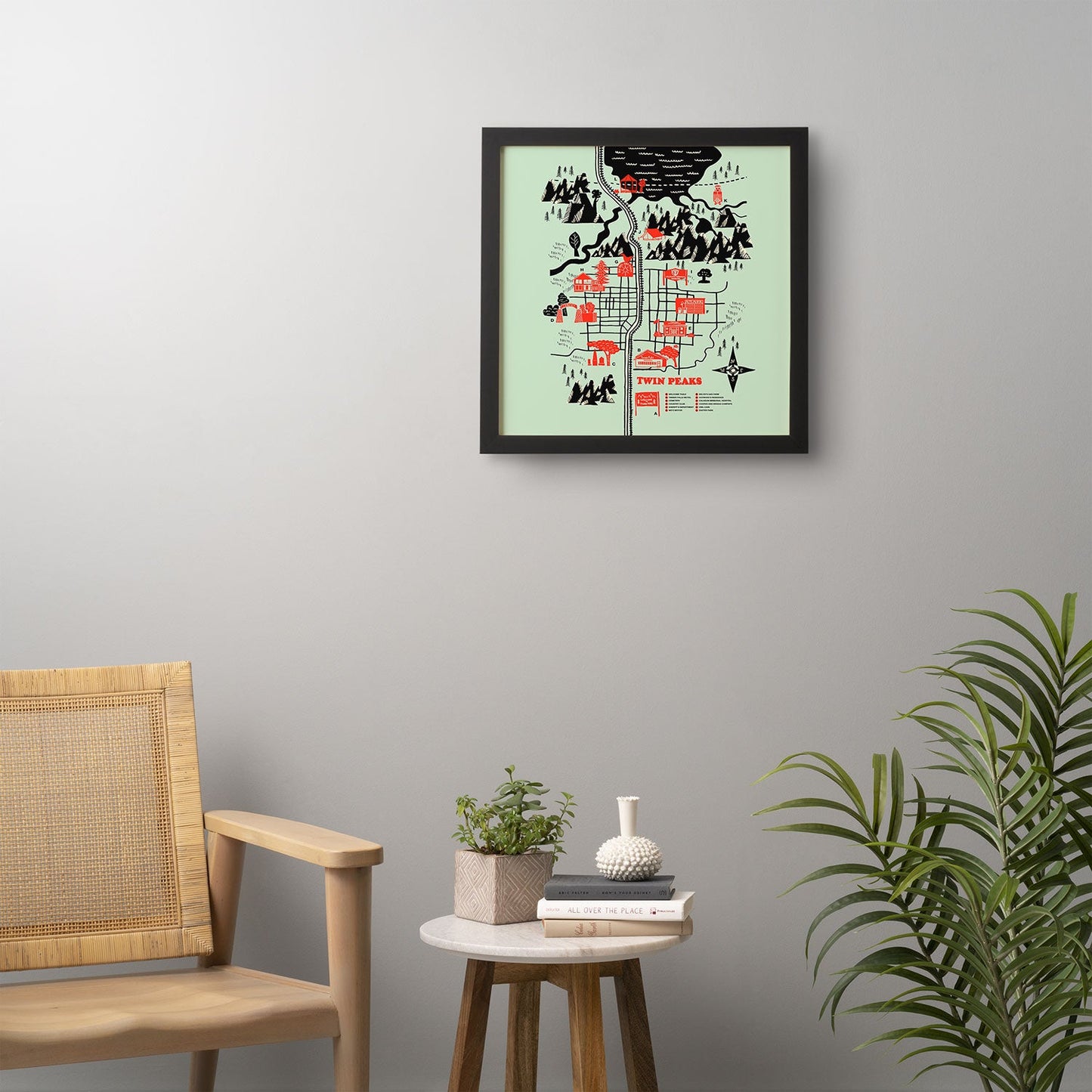 Robert Farkas Twin Peaks Map Framed Wall Art