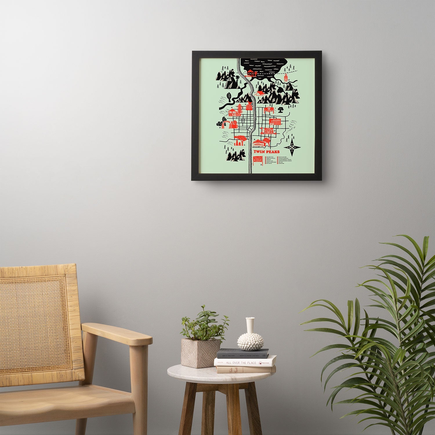 Robert Farkas Twin Peaks Map Framed Wall Art