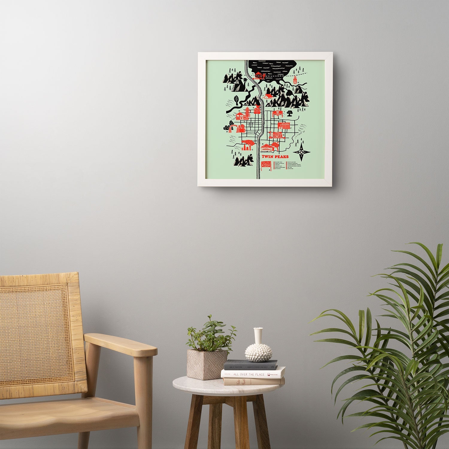 Robert Farkas Twin Peaks Map Framed Wall Art