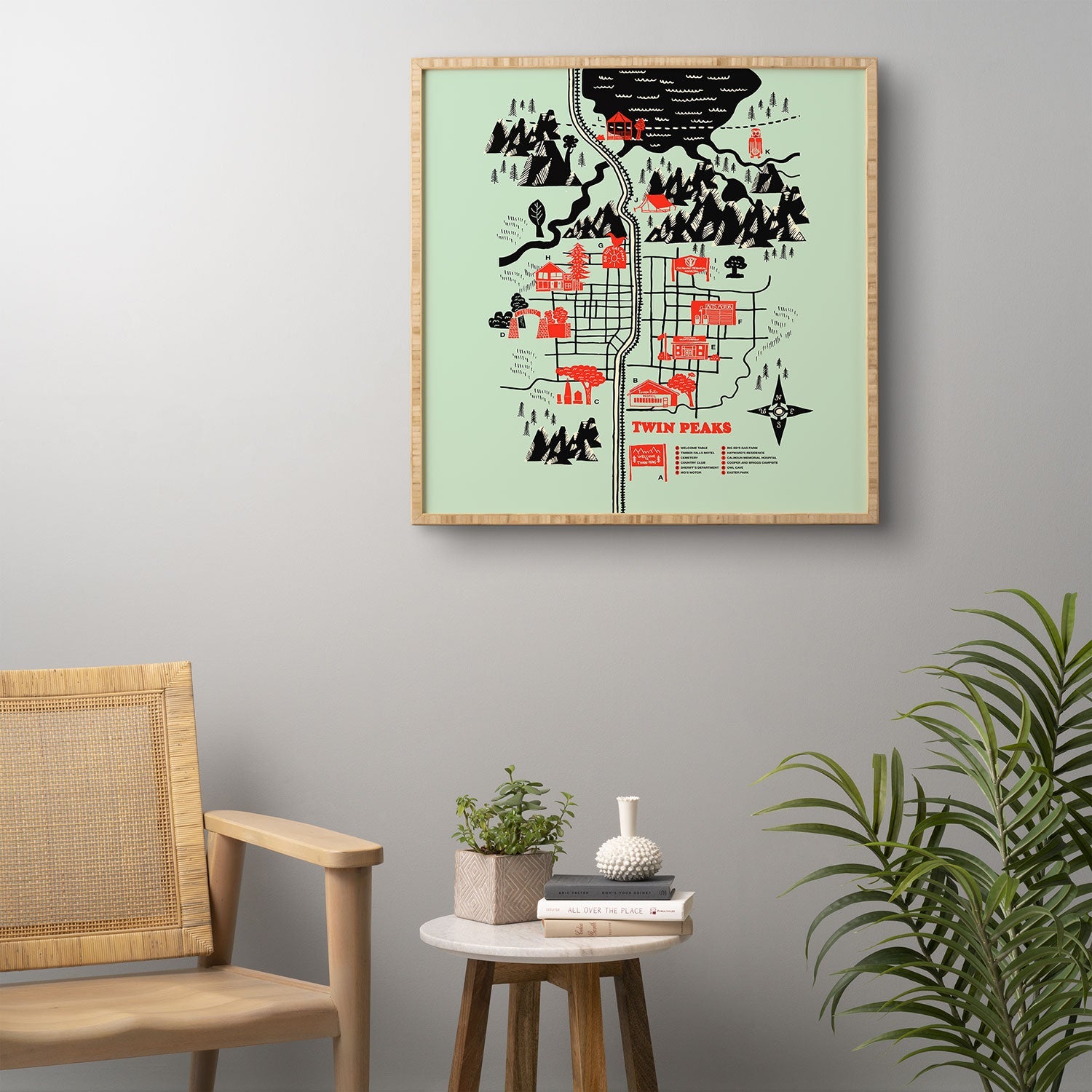 Robert Farkas Twin Peaks Map Framed Wall Art