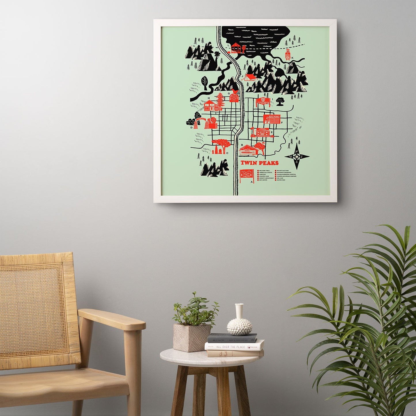 Robert Farkas Twin Peaks Map Framed Wall Art