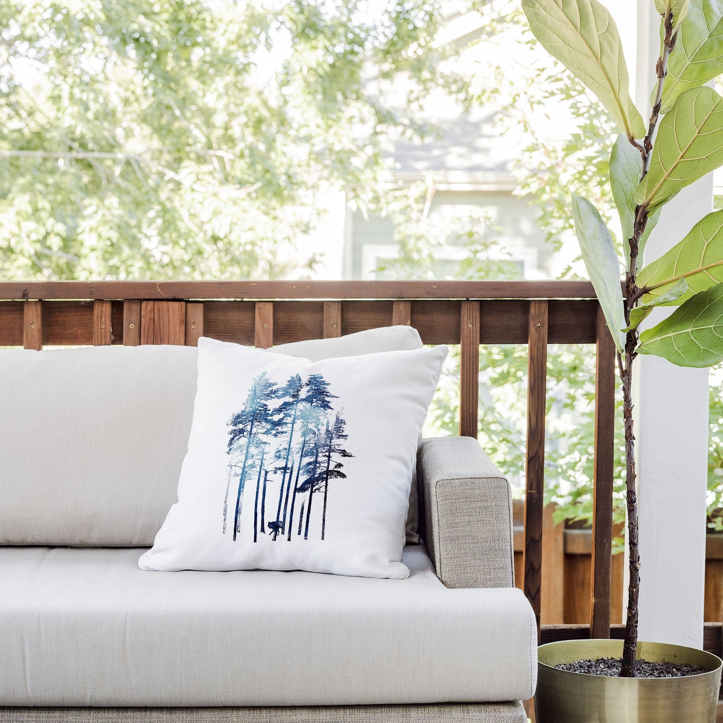 Robert Farkas Winter wolf Outdoor Throw Pillow