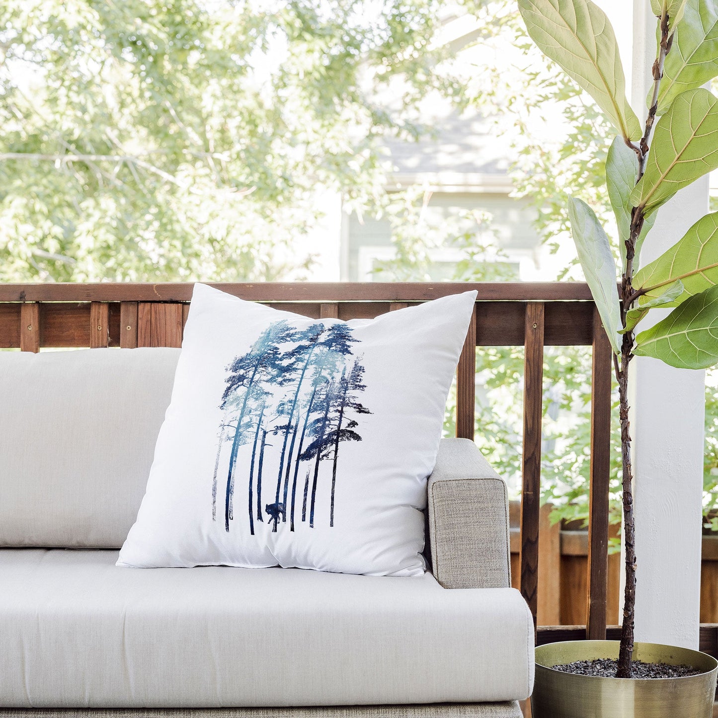 Robert Farkas Winter wolf Outdoor Throw Pillow
