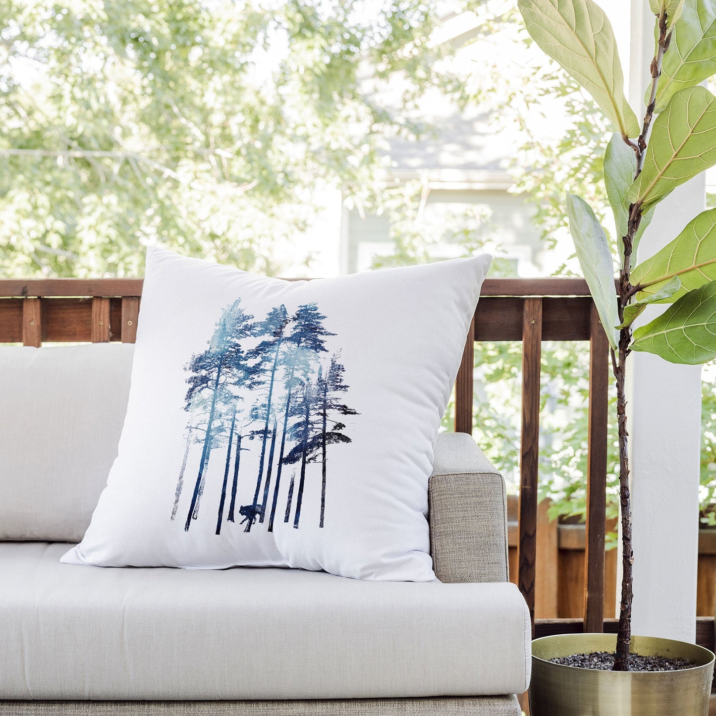 Robert Farkas Winter wolf Outdoor Throw Pillow