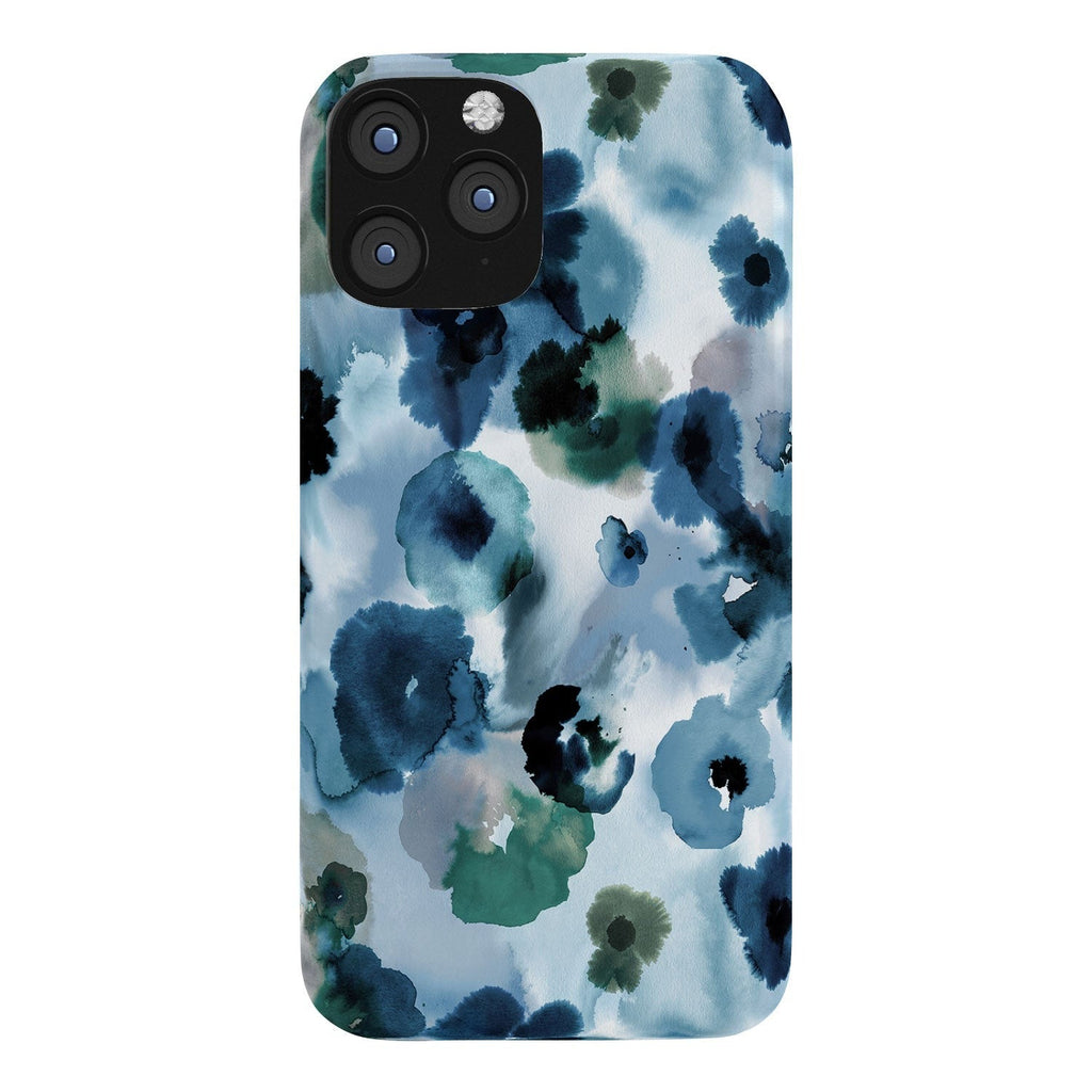 Ninola Design Botanic Retreat Ombre Abstract Watercolor Flowers Blue Navy Phone Case
