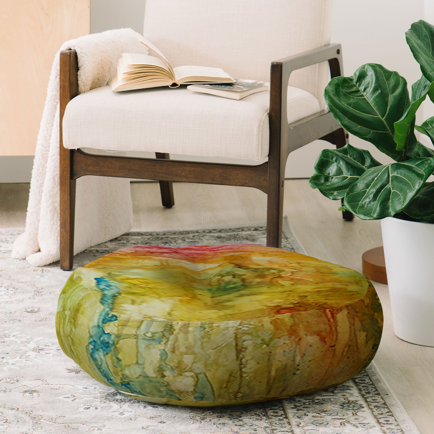 Rosie Brown Wallflower Floor Pillow Round