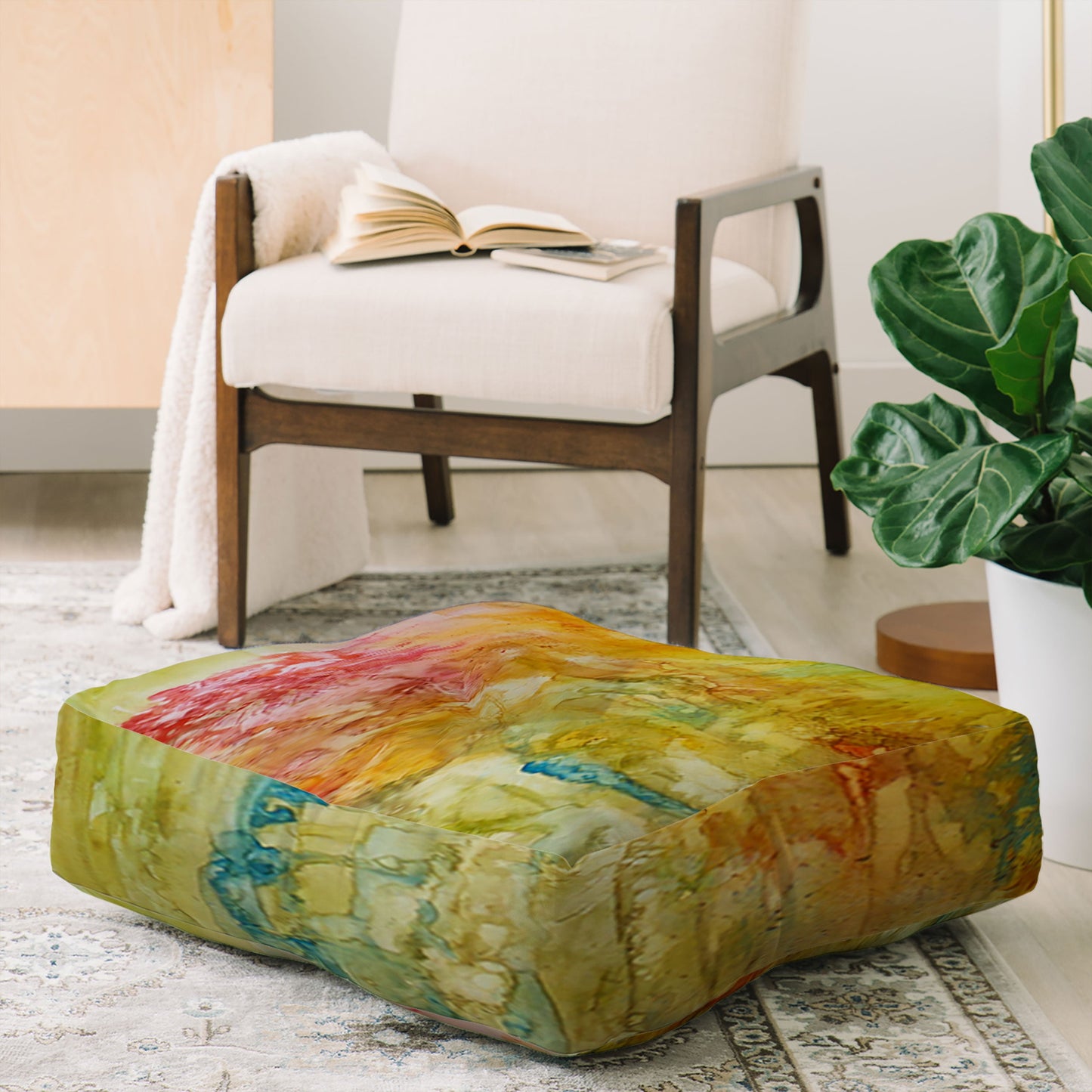 Rosie Brown Wallflower Floor Pillow Square