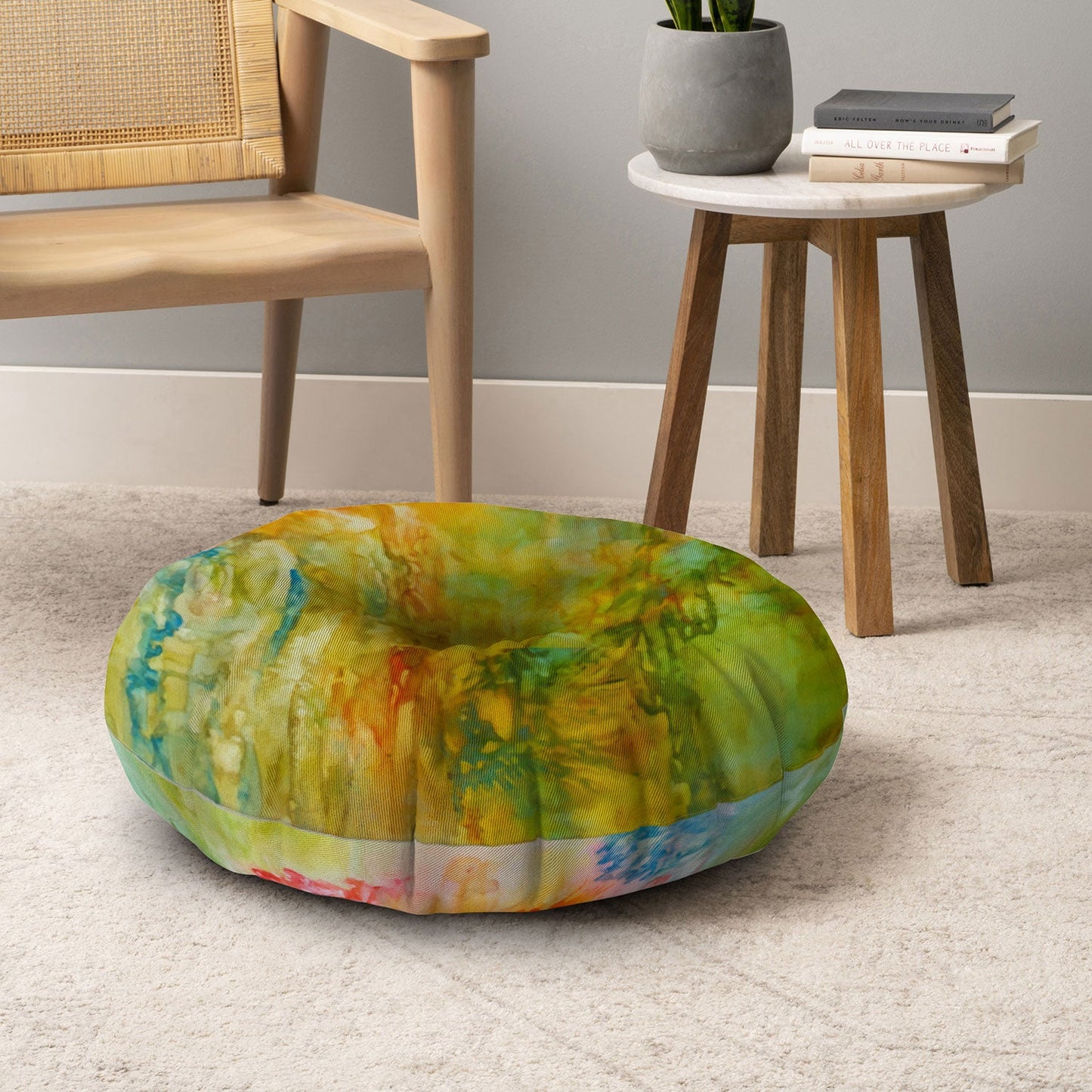Rosie Brown Wallflower Floor Pillow Round