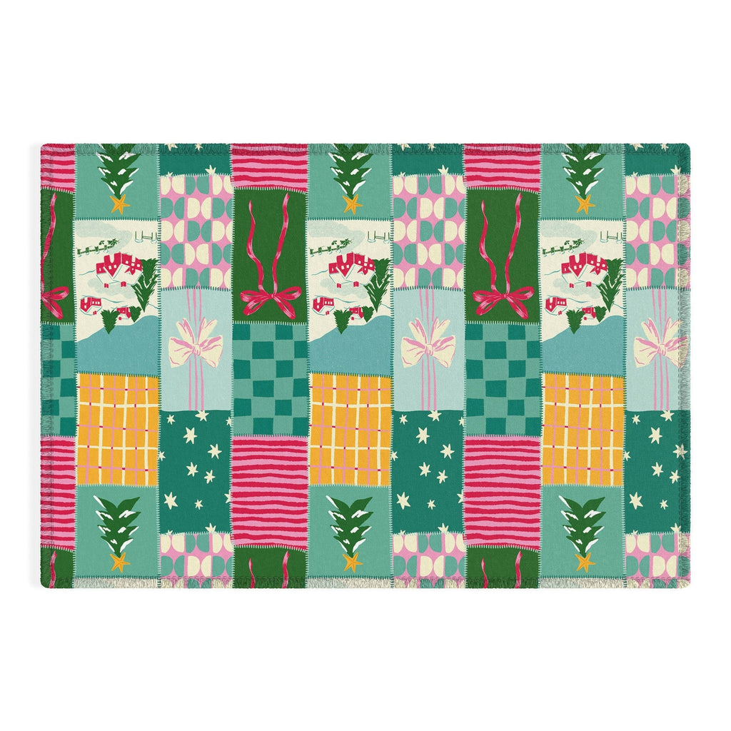 LouBruzzoni Cozy Christmas Patchwork Outdoor Rug