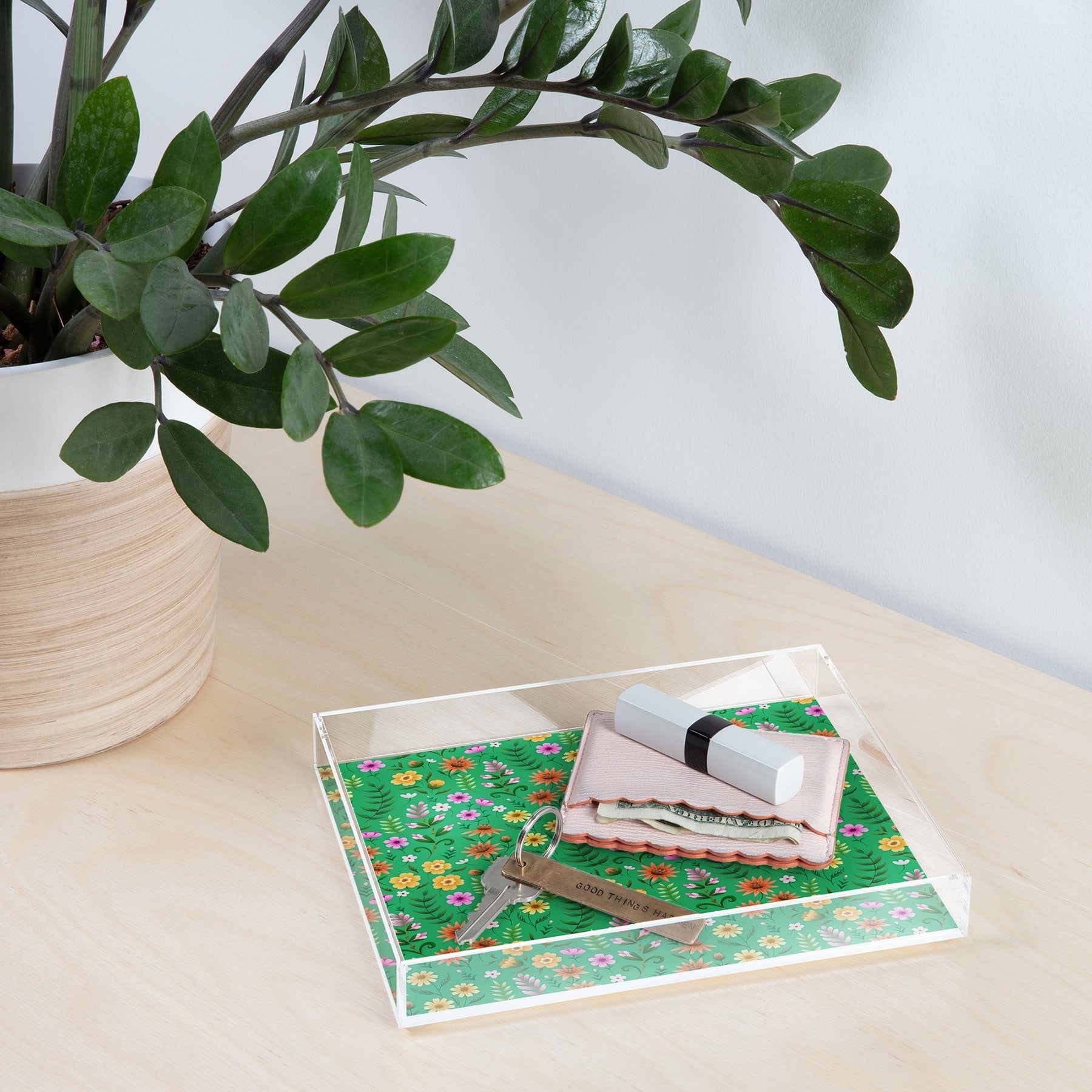 Pimlada Phuapradit Ditsy Spring Floral Green Acrylic Tray