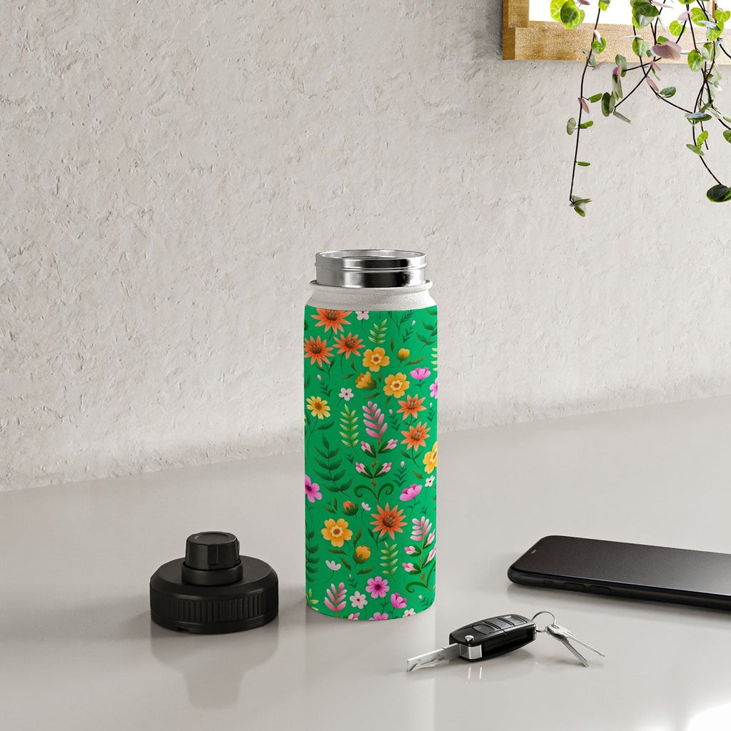Pimlada Phuapradit Ditsy Spring Floral Green Water Bottle