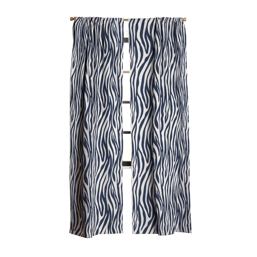 Avenie BR Navy Tiger Stripes Blackout Window Curtain