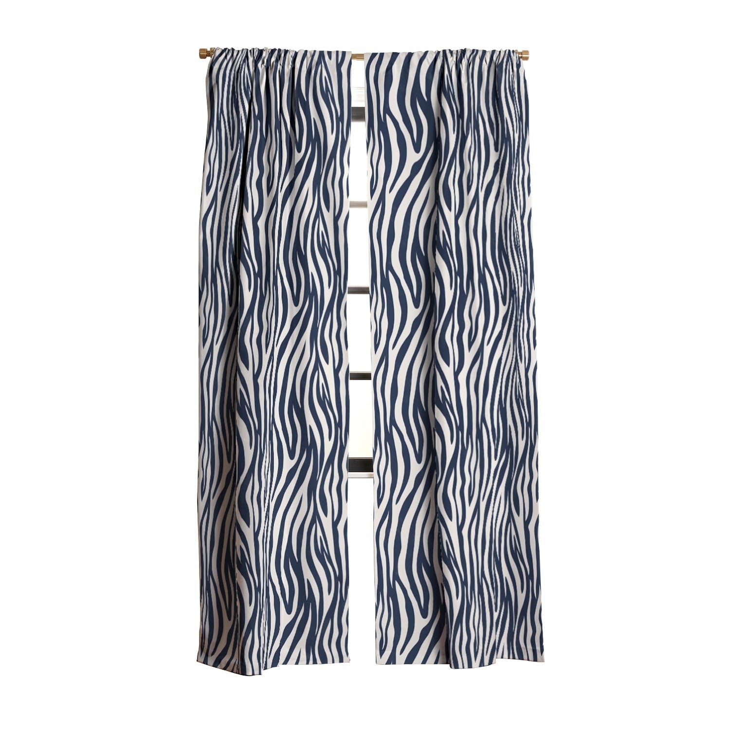 Avenie BR Navy Tiger Stripes Blackout Window Curtain