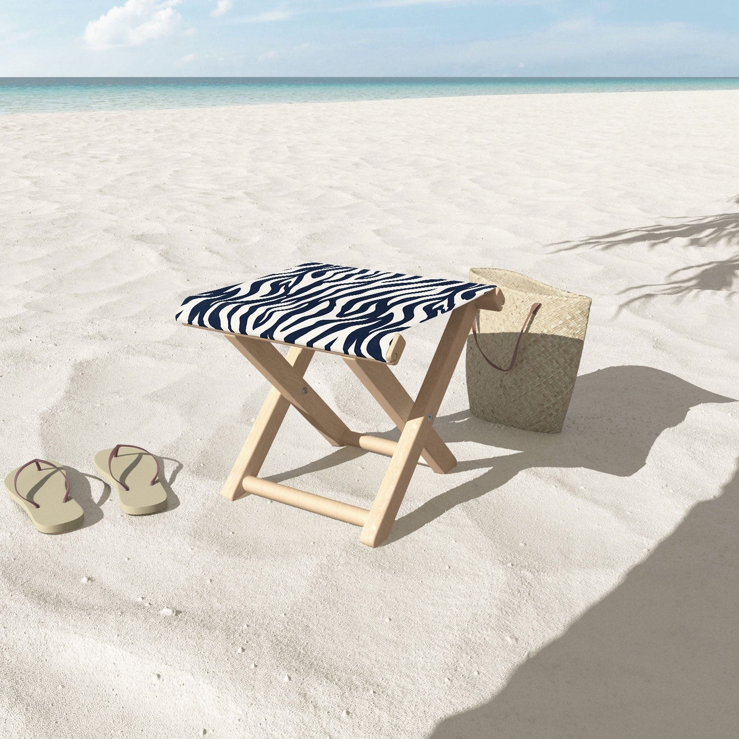 Avenie BR Navy Tiger Stripes Folding Stool