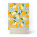 Jessica Molina Lemon Pattern on Sky Blue Mini Art Print