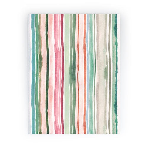 Ninola Design Botanic Retreat Watercolor Stripes Green Orange Red Mini Art Print