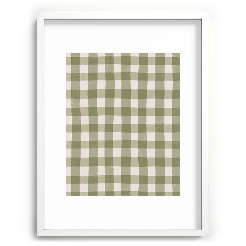 Menina Lisboa Rustic Green Plaid Recessed Framing Rectangle