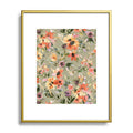 Ninola Design Botanic Retreat Painterly Tropical Flowers Sage Green Metal Framed Art Print