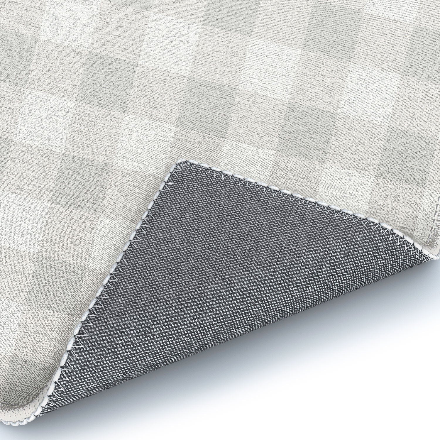 Colour Poems Gingham Plaid Pattern Cloud White Area Rug