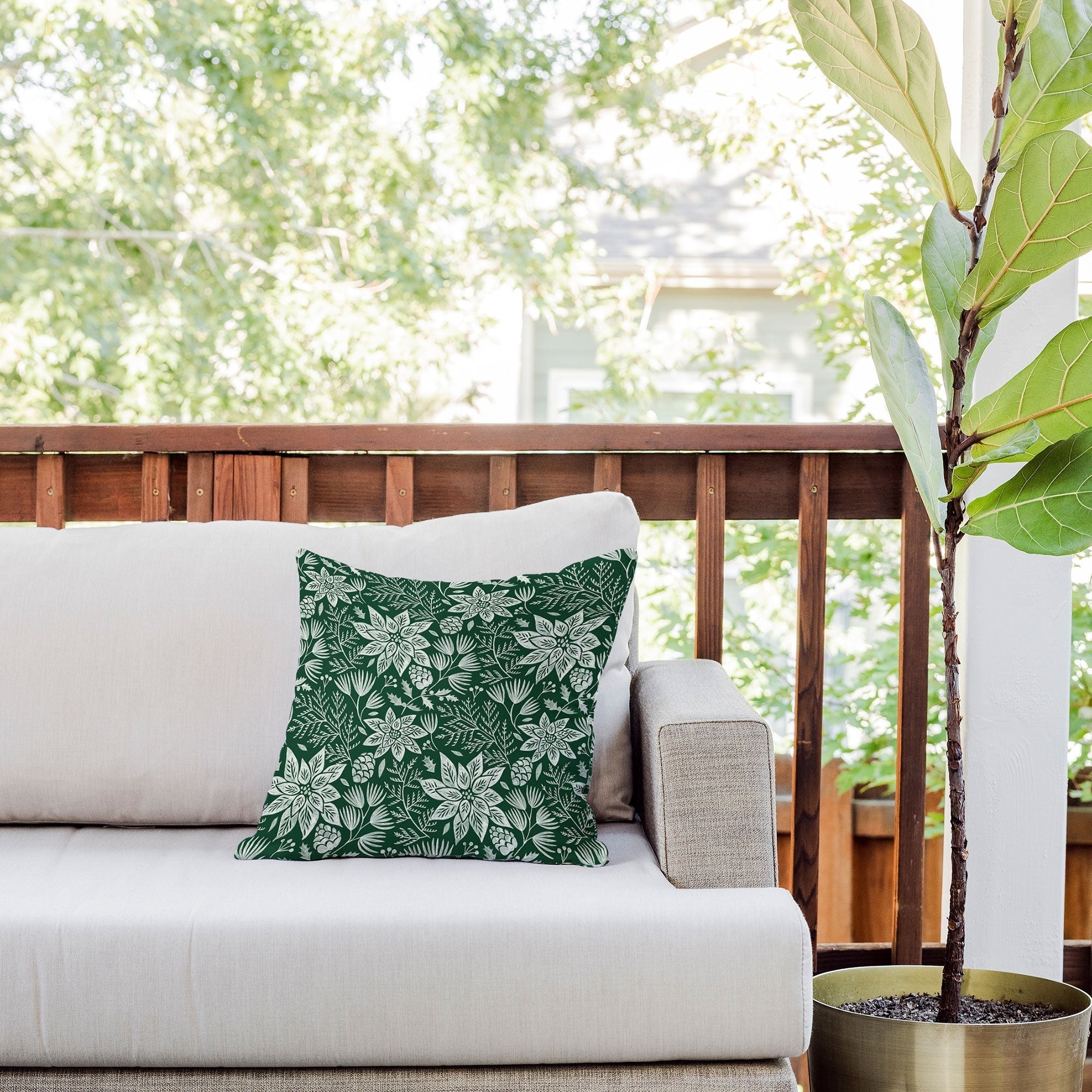 Pimlada Phuapradit Christmas Poinsettia Outdoor Throw Pillow