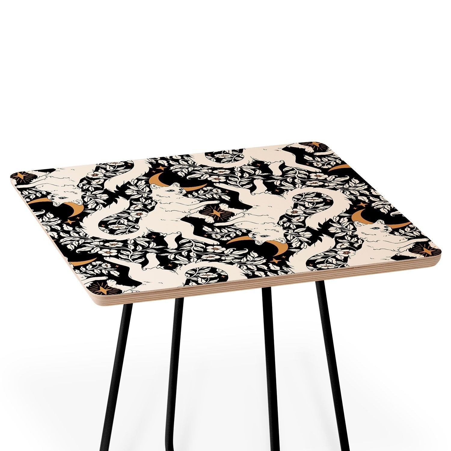 Avenie Celestial Cats Gold Side Table