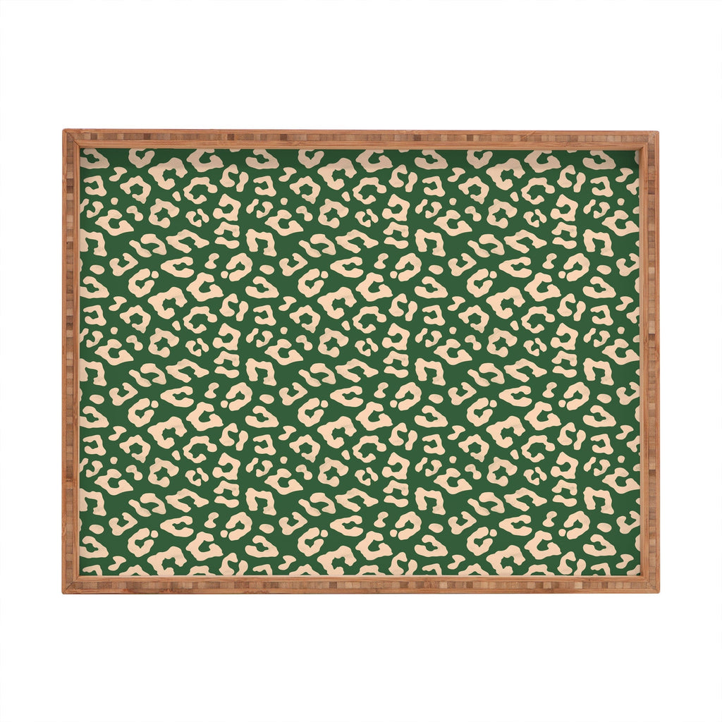 Avenie BR Cheetah Print In Green Rectangular Tray