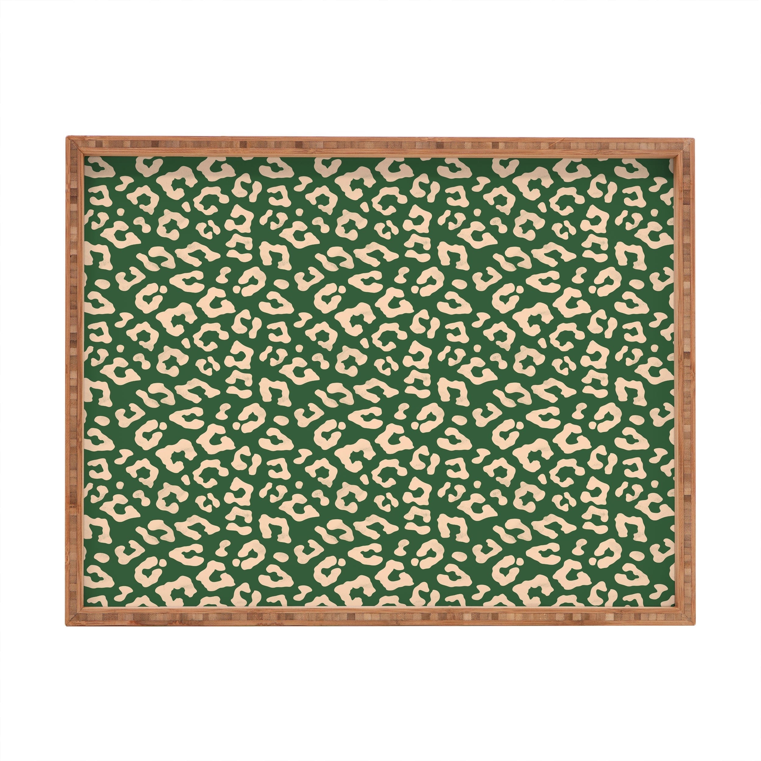 Avenie BR Cheetah Print In Green Rectangular Tray