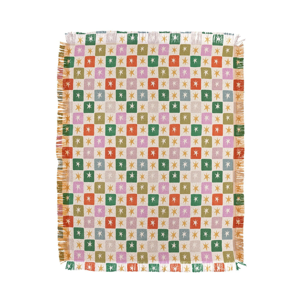 LouBruzzoni Retro Star Block Pattern Throw Blanket