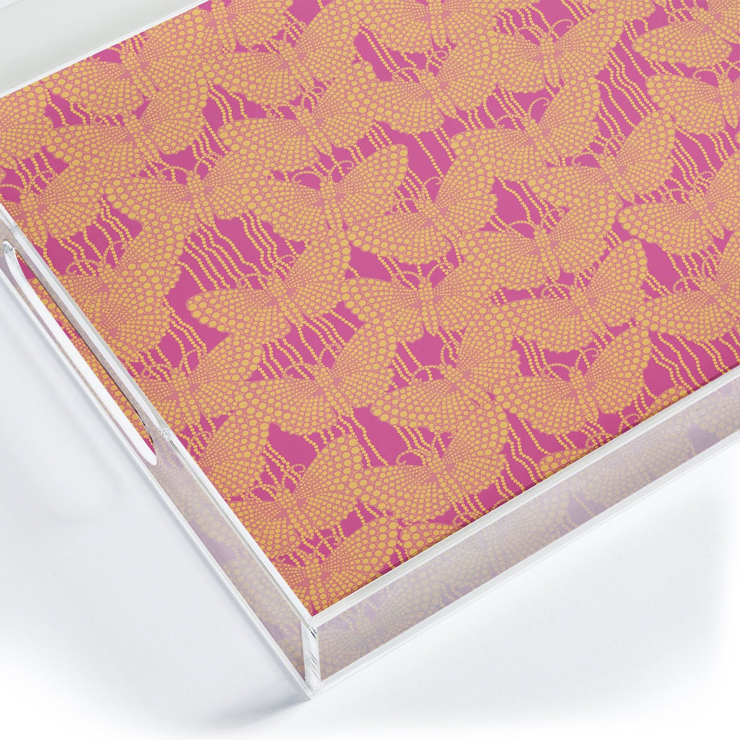 Ruby Door Butterflies And Pearls In Pink Acrylic Tray