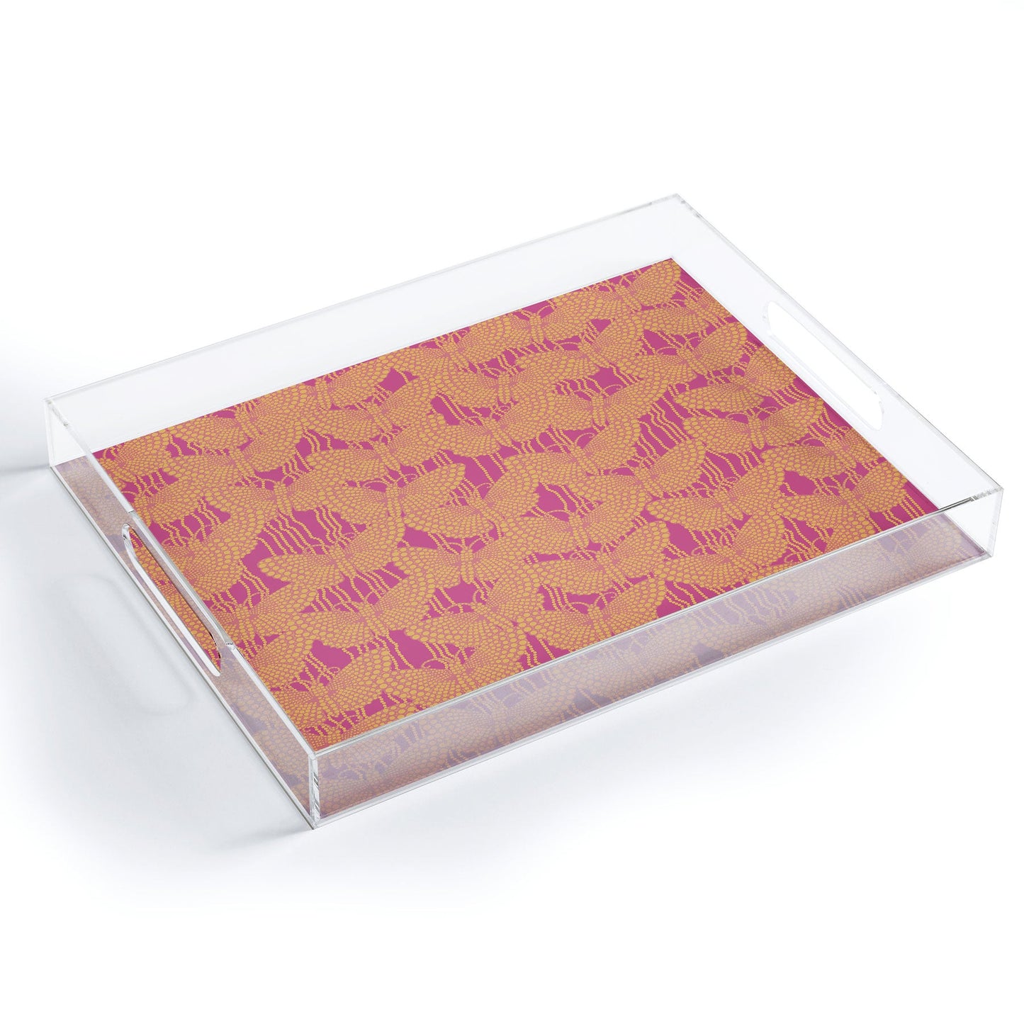 Ruby Door Butterflies And Pearls In Pink Acrylic Tray