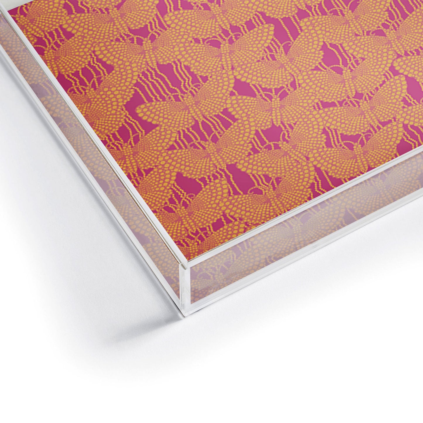Ruby Door Butterflies And Pearls In Pink Acrylic Tray