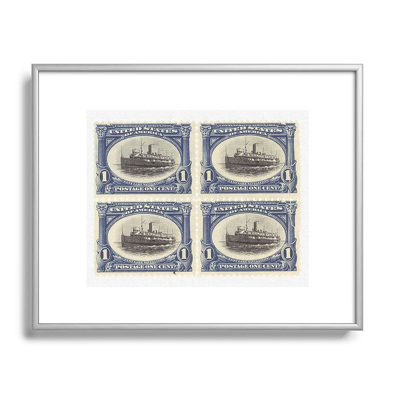 DENY Designs 1901 1c Fast Lake Navigation Stamps Metal Framed Art Print
