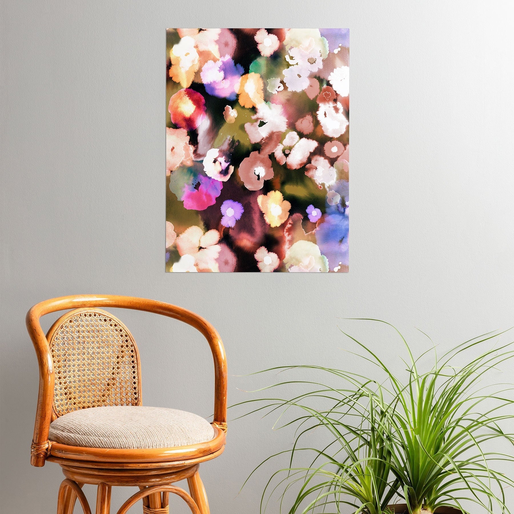 Ninola Design Botanic Retreat Ombre Abstract Watercolor Flowers Pink gold Poster