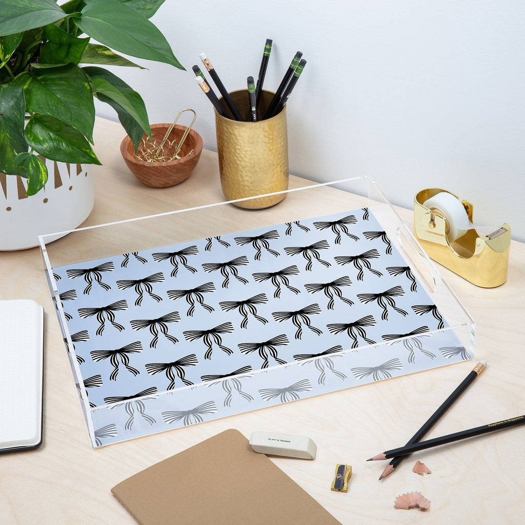 Design by Spark Black Striped Bows Acrylic Tray
