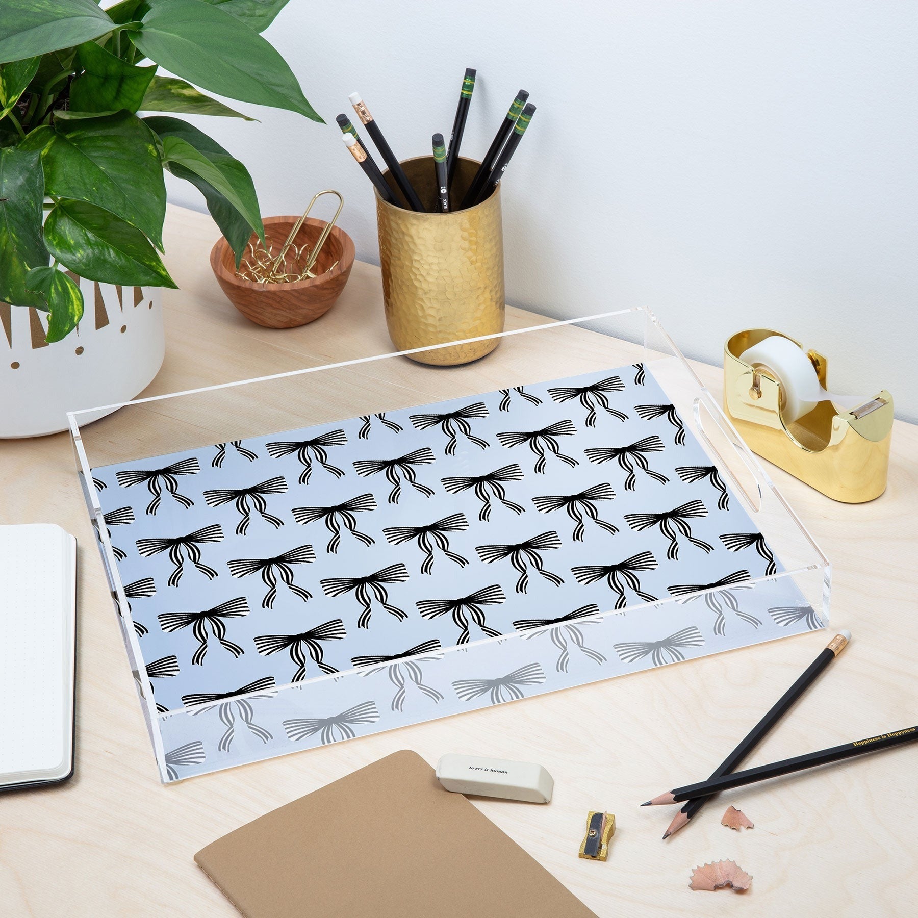 Design by Spark Black Striped Bows Acrylic Tray