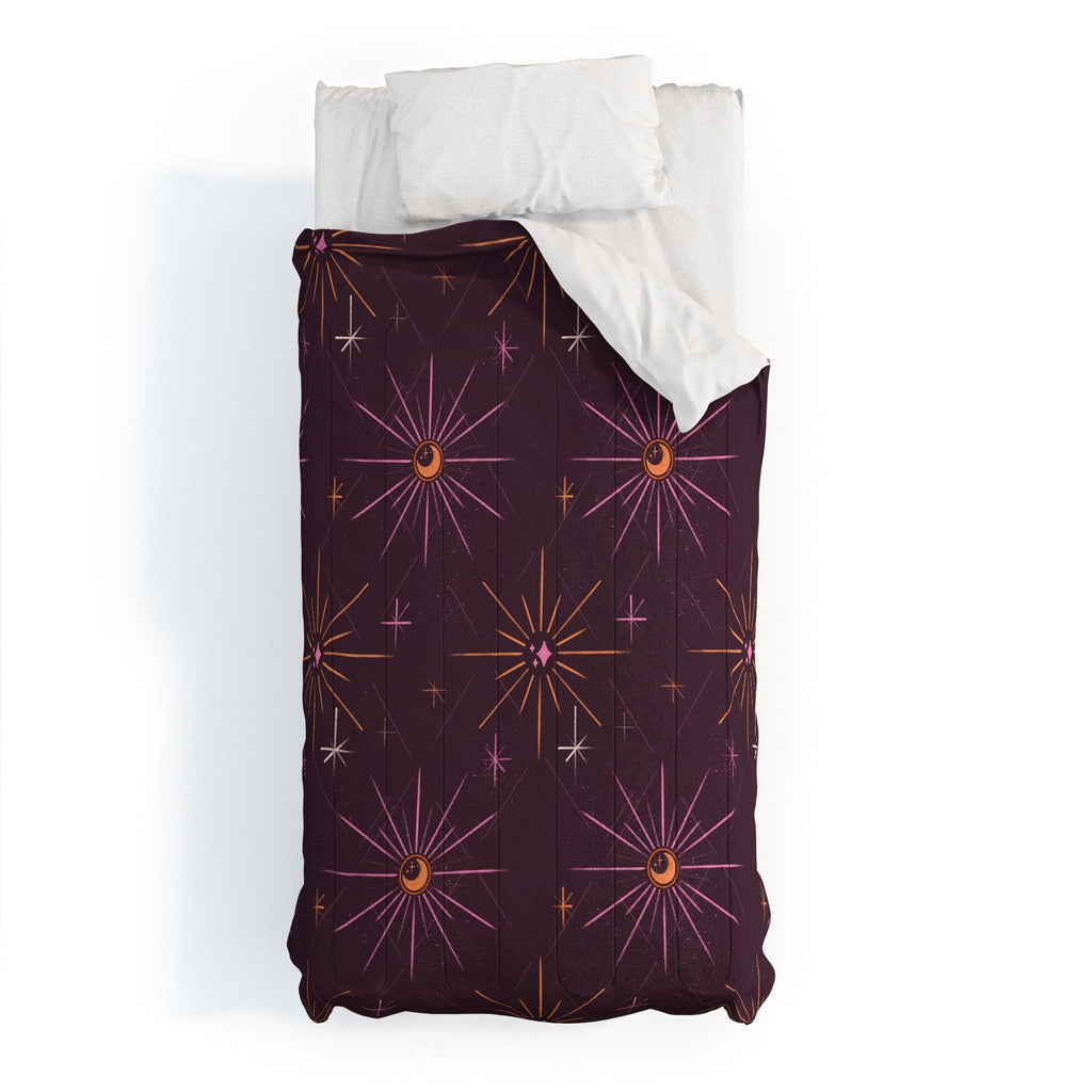 Little Om Pattern Little Moon plum Comforter