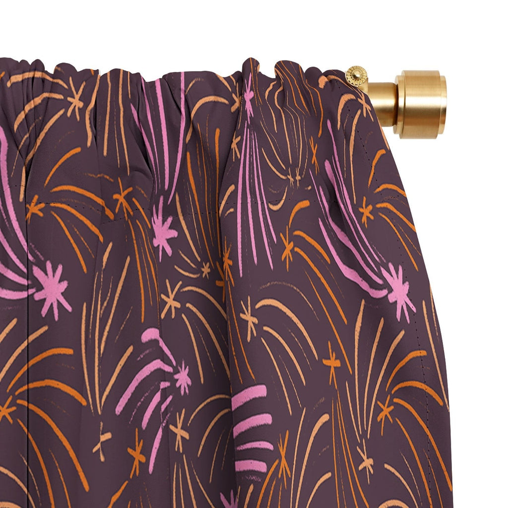 Little Om Pattern Shooting Stars plum Blackout Window Curtain