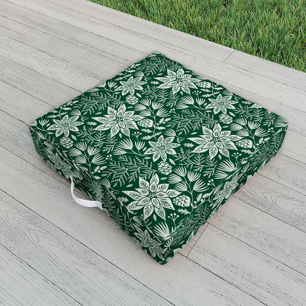 Pimlada Phuapradit Christmas Poinsettia Outdoor Floor Cushion