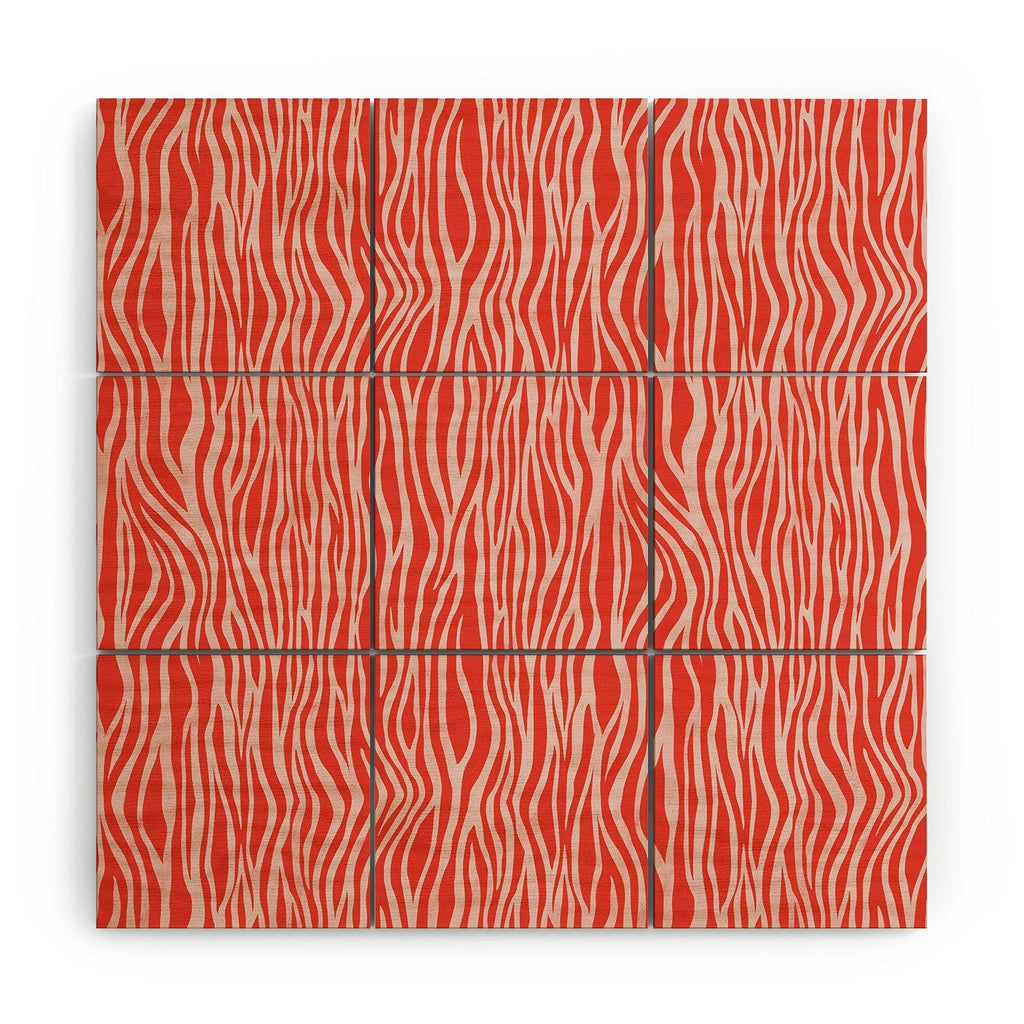 Avenie BR Red Zebra Stripe Wood Wall Mural